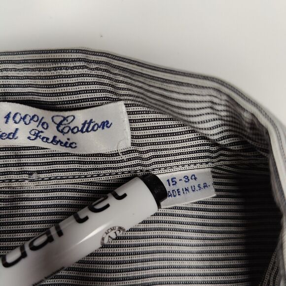 Burberrys Black Striped Button Front Long Sleeve Shirt Mens Size 15-34 (Medium) - Picture 5 of 6